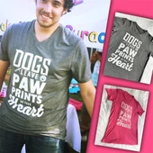Dogs Leave Paw Prints On Your Heart Pembe Tişört - 8