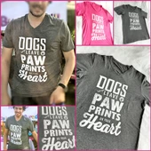 Dogs Leave Paw Prints On Your Heart Pembe Tişört - 4