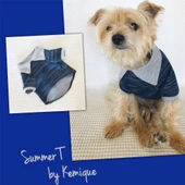 LACİVERT GRİ Polo Yaka Tişört Summer T Köpek Kıyafeti,Elbisesi - 1
