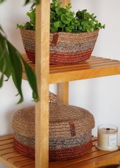 The Mia SPT0030 Jutte Yuvarlak Sepet Bambu Kiremit 20x13 CM - 3