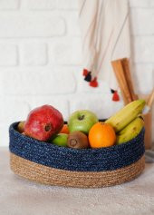 The Mia SPT0035 Jutte Oval Sepet Bambu Lacivert 35x24x12 CM - 3