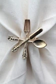 6 Adet Dekoratif Gold Food Style Peçete Halkası - Napkin Ring - 5