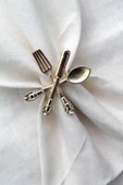 6 Adet Dekoratif Gold Food Style Peçete Halkası - Napkin Ring - 6