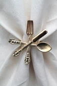 6 Adet Dekoratif Gold Food Style Peçete Halkası - Napkin Ring - 2