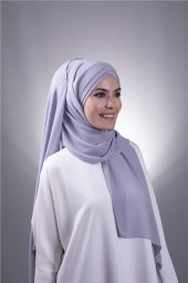 Gri Arkadan Bağlamalı Şal Şifon Çapraz Üç Bantlı 1457_15 - 1