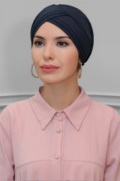 Antrasit Pratik Hazır Geçmeli Tesettür Bone Sandy Kumaş Üç Çapraz 1803_25 - 1