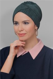 Füme Pratik Hazır Geçmeli Tesettür Bone Fukuro Piliseli Çapraz Büzgülü 1822_25 - 1