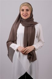 Vizon-Gold Arkadan Bağlamalı Şal Şifon Üç Bantlı Simli Pileli 1835_1002 - 1