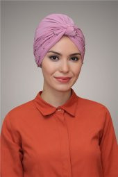 Gül Kurusu Pratik Dolama Tesettür Bone Sandy Kumaş Boncuklu 1870_18 - 1