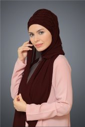 Bordo Arkadan Bağlamalı Şal Şifon İncili 1901_16 - 1