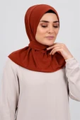 Kiremit Pratik Hazır Geçmeli Tesettür Eşarp Sandy Kumaş Arkadan Çıtçıtlı 2101_05 - 2