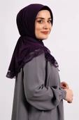 Mürdüm Pratik Hazır Geçmeli Tesettür Eşarp Viskon Kumaş Çıtçıtlı Dantelli 2105_07 - 2