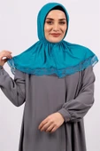 Mavi Pratik Hazır Geçmeli Tesettür Eşarp Viskon Kumaş Çıtçıtlı Dantelli 2105_34 - 1