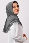 Füme Pratik Hazır Geçmeli Tesettür Eşarp Viskon Kumaş Çıtçıtlı Dantelli 2105_25 - 2