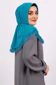 Mavi Pratik Hazır Geçmeli Tesettür Eşarp Viskon Kumaş Çıtçıtlı Dantelli 2105_34 - 2