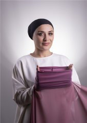 Fuşya Pratik Hazır Geçmeli Şal Şifon Boru Boneli 3001_20 - 1