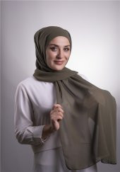Haki Pratik Hazır Geçmeli Şal Şifon Boru Boneli 3001_09 - 6