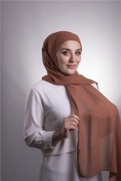 Koyu Kiremit Pratik Hazır Geçmeli Şal Şifon Boru Boneli 3001_29 - 4