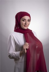 Bordo Pratik Hazır Geçmeli Şal Şifon Boru Boneli 3001_16 - 4