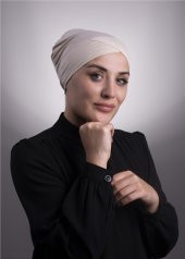 Bej Pratik Hazır Geçmeli İç Bone Viskon Kumaş Çapraz Tek Bantlı 3004_12 - 1