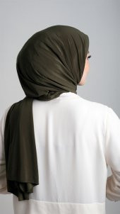 Haki Pratik Hazır Geçmeli Eşarp Sandy Kumaş Sade 1817_09 - 3