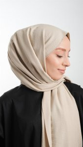 Bej Düz Klasik Şal Pamuk Caz Sade 202105_12 - 5