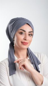 Füme Pratik Hazır Geçmeli Tesettür Bone Kesik Elyaf Sade 2111_25 - 1