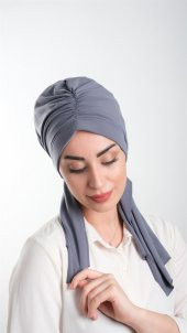 Füme Pratik Hazır Geçmeli Tesettür Bone Kesik Elyaf Sade 2111_25 - 2