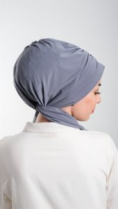 Füme Pratik Hazır Geçmeli Tesettür Bone Kesik Elyaf Sade 2111_25 - 3