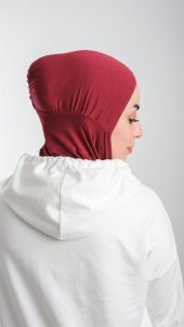 Bordo Pratik Hazır Geçmeli Tesettür Bone Sandy Kumaş Spor Hijab 2113_16 - 2