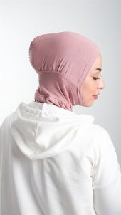 Gül Kurusu Pratik Hazır Geçmeli Tesettür Bone Sandy Kumaş Spor Hijab 2113_18 - 2