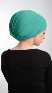 Petrol Yeşili Pratik Hazır Geçmeli Tesettür Bone Fukuro Simli Büzgülü 2116_19 - 3