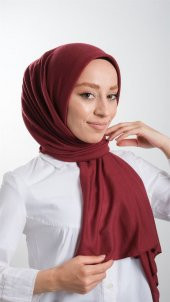 Bordo Pratik Hazır Geçmeli Tesettür Şal Örme Kumaş Sade 2118_16 - 1