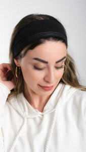 Siyah Pratik Hazır Geçmeli Tesettür Bone Viskon Kumaş Sade 3007_01 - 2