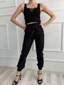 Kadın Beli Tünelli Pantolon Siyah thumbnail 5