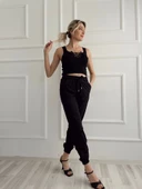 Kadın Beli Tünelli Pantolon Siyah thumbnail 1