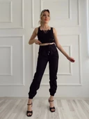 Kadın Beli Tünelli Pantolon Siyah thumbnail 2