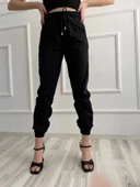 Kadın Beli Tünelli Pantolon Siyah thumbnail 3