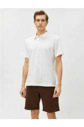 3sam10074mk 010 Ekru Erkek Pamuk Jersey Kısa Kol Polo Yaka T-shirt - 3
