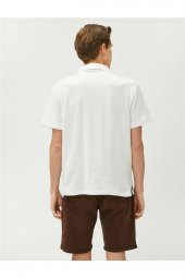 3sam10074mk 010 Ekru Erkek Pamuk Jersey Kısa Kol Polo Yaka T-shirt - 4