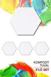 30x35 cm Pres Kompozit Altıgen Tuval 3lü Set - 2