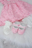 Patik Bandana Çorap Külot Kız Bayramlık Elbise Kutulu 5'li Set Pembe 11727 - 3