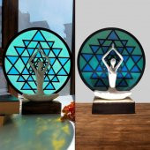Veraart Epoksili Işıklı Kişiselleştirilebilir Sri Yanta Yoga Yapan Kadın Gece Lambası Dekoratif Obje - 2