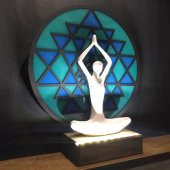 Veraart Epoksili Işıklı Kişiselleştirilebilir Sri Yanta Yoga Yapan Kadın Gece Lambası Dekoratif Obje - 8