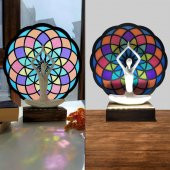 Veraart Epoksili Işıklı Kişiselleştirilebilir Torus Yoga Yapan Kadın Gece Lambası  Dekoratif Obje - 2