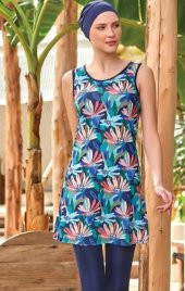 Maresiva Ellery 8093 Kolsuz Lycralı Dijital Desen Tesettür Havuz Mayo - 3