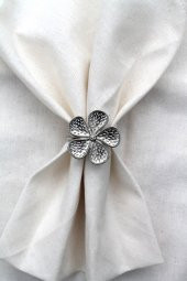6 Adet Gümüş Papatya Dekoratif Peçete Halkası - Napkin Ring - 3