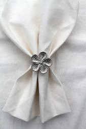 6 Adet Gümüş Papatya Dekoratif Peçete Halkası - Napkin Ring - 4