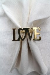 6 Adet Dekoratif Gold Love Peçete Halkası - Napkin Ring - 3