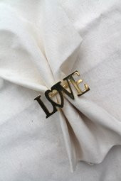 6 Adet Dekoratif Gold Love Peçete Halkası - Napkin Ring - 4